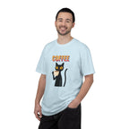 Coffee Cat T-Shirt — Cute Black Cat Holding Coffee Graphic Tee