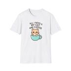 Cat and Coffee T‑Shirt — "All I Need Is My Cat and Coffee" Cute Cat in Mug Tee