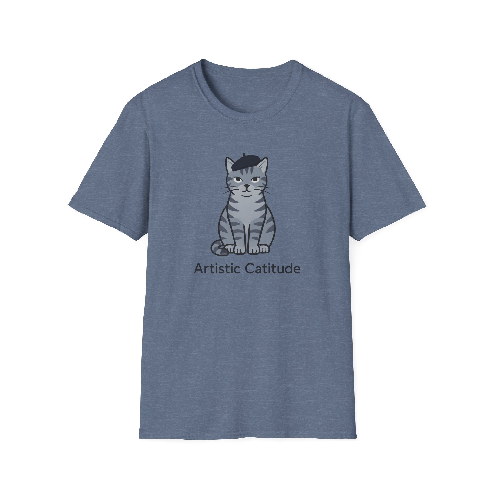 Artistic Catitude T-Shirt — Cute Gray Tabby Cat Graphic Tee
