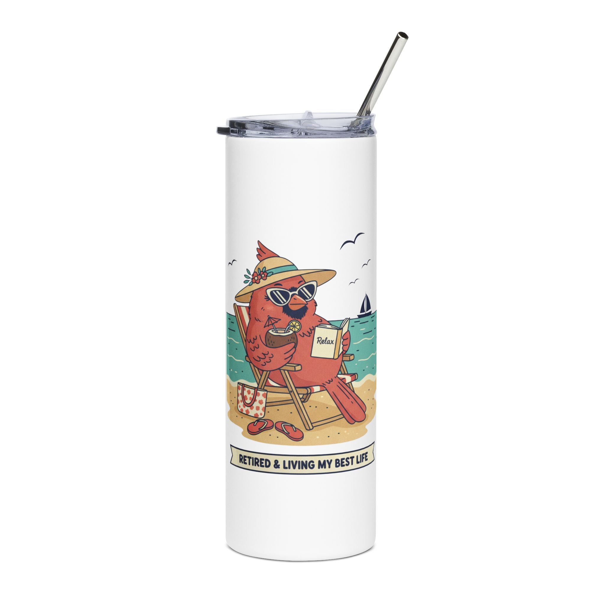 20oz Stainless Steel Tumbler — "Retired & Living My Best Life"