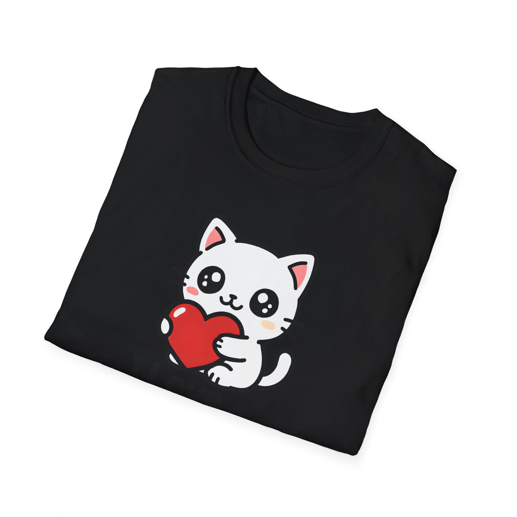 I Love My Cat Cute Cartoon Tee - Cat Lover Heart T-Shirt