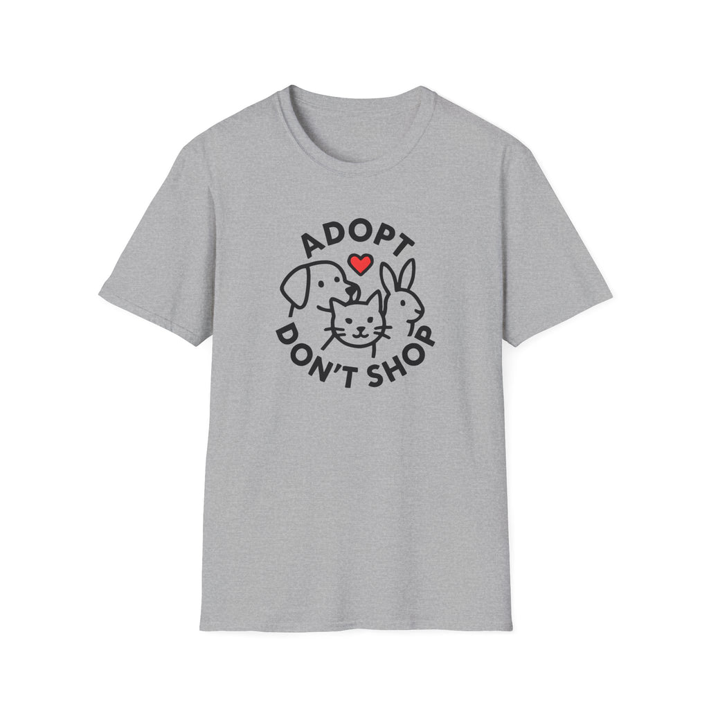 Adopt Don’t Shop T-Shirt — Cute Rescue Pet Love Tee (Cat, Dog & Bunny)