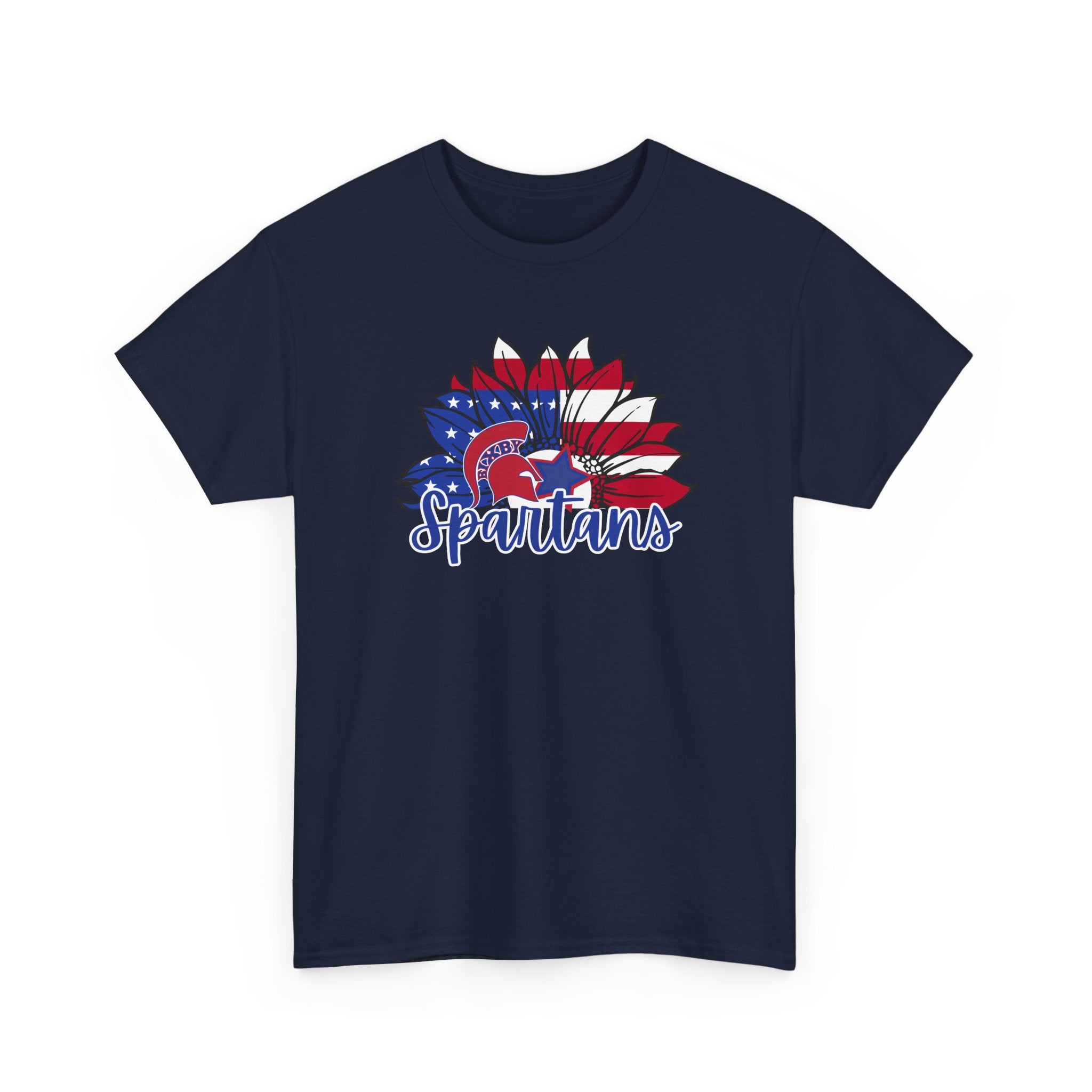 Bixby Spartans Patriotic American Flower T-Shirt