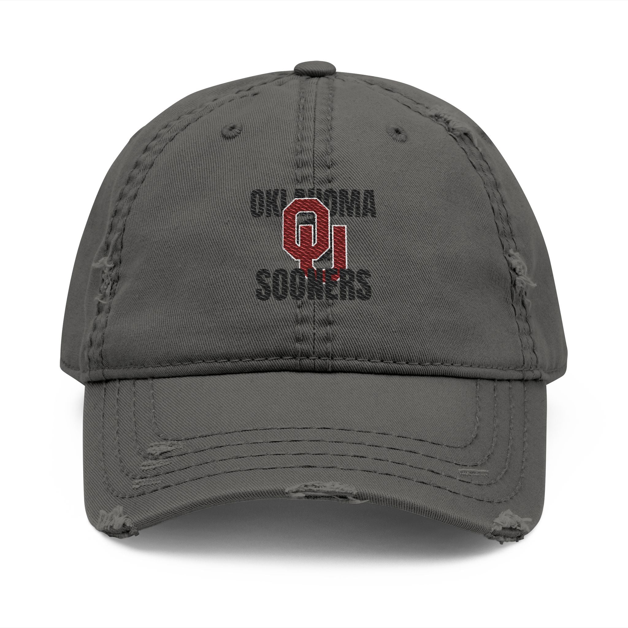 Distressed Embroidered OU Sooners Dad Hat — Vintage Oklahoma Baseball Cap