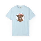 Highland Cow Tee — Cute Cow with Pink Bow Graphic T-Shirt