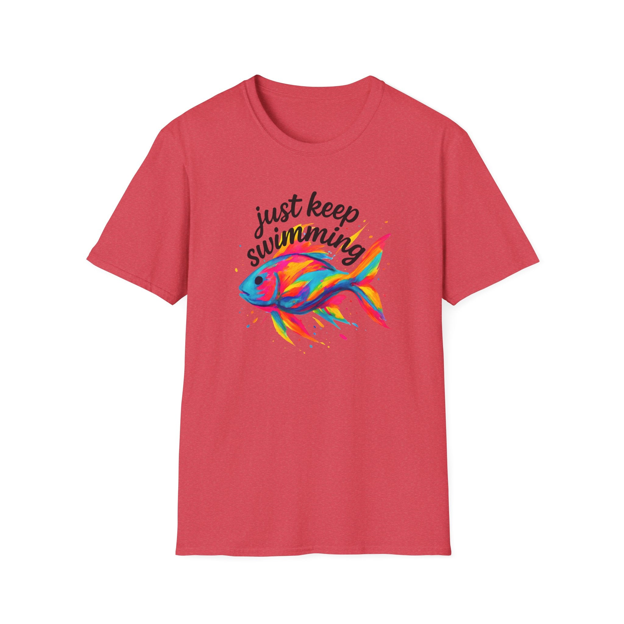 Just Keep Swimming Fish T-Shirt — Colorful Motivational Ocean Tee