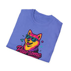 Pawsome Sunglasses Dog T-Shirt – Retro Neon Shiba Graphic Tee