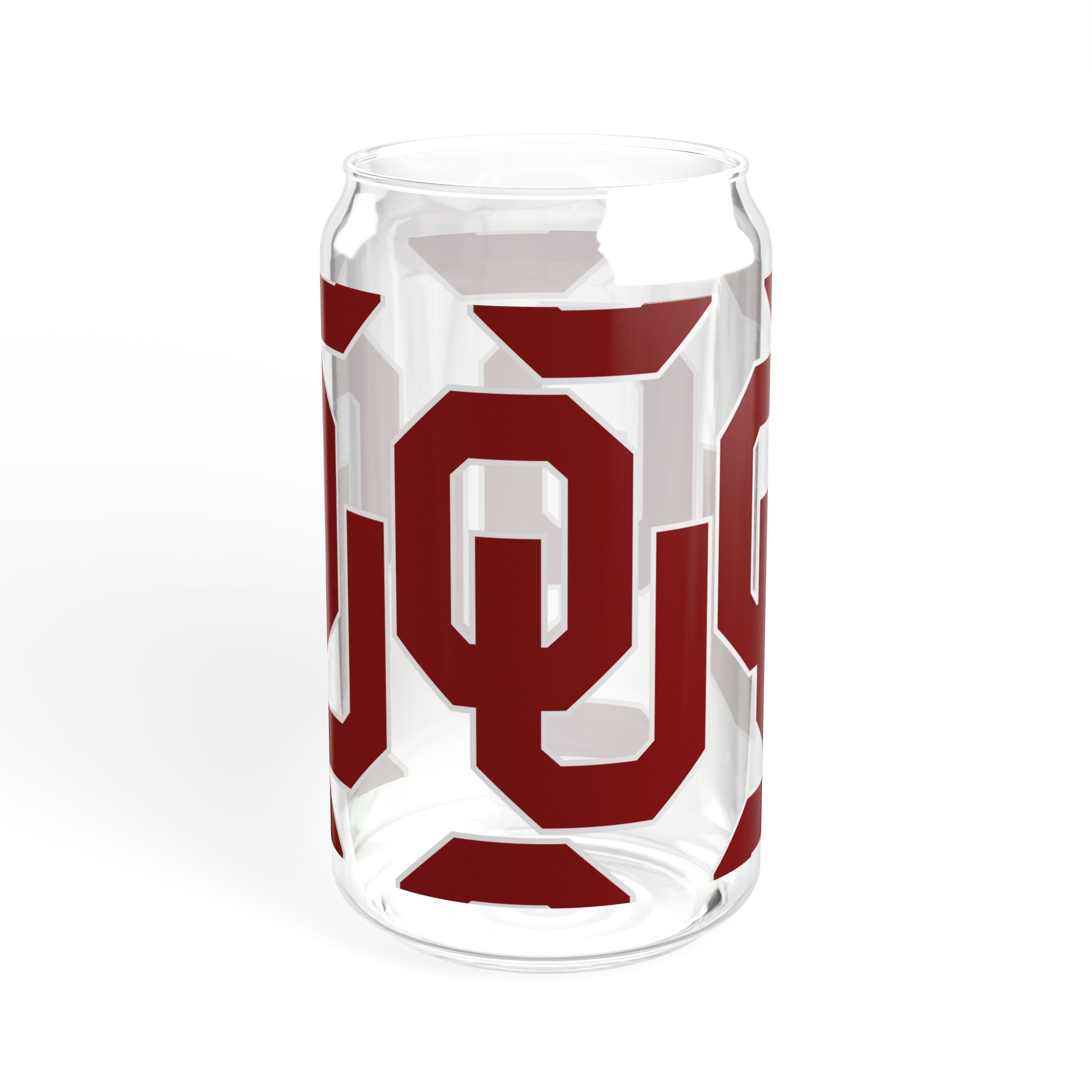 OU Logo 16oz Glass Sipper with Bamboo Lid — Oklahoma Sooners Drink Tumbler