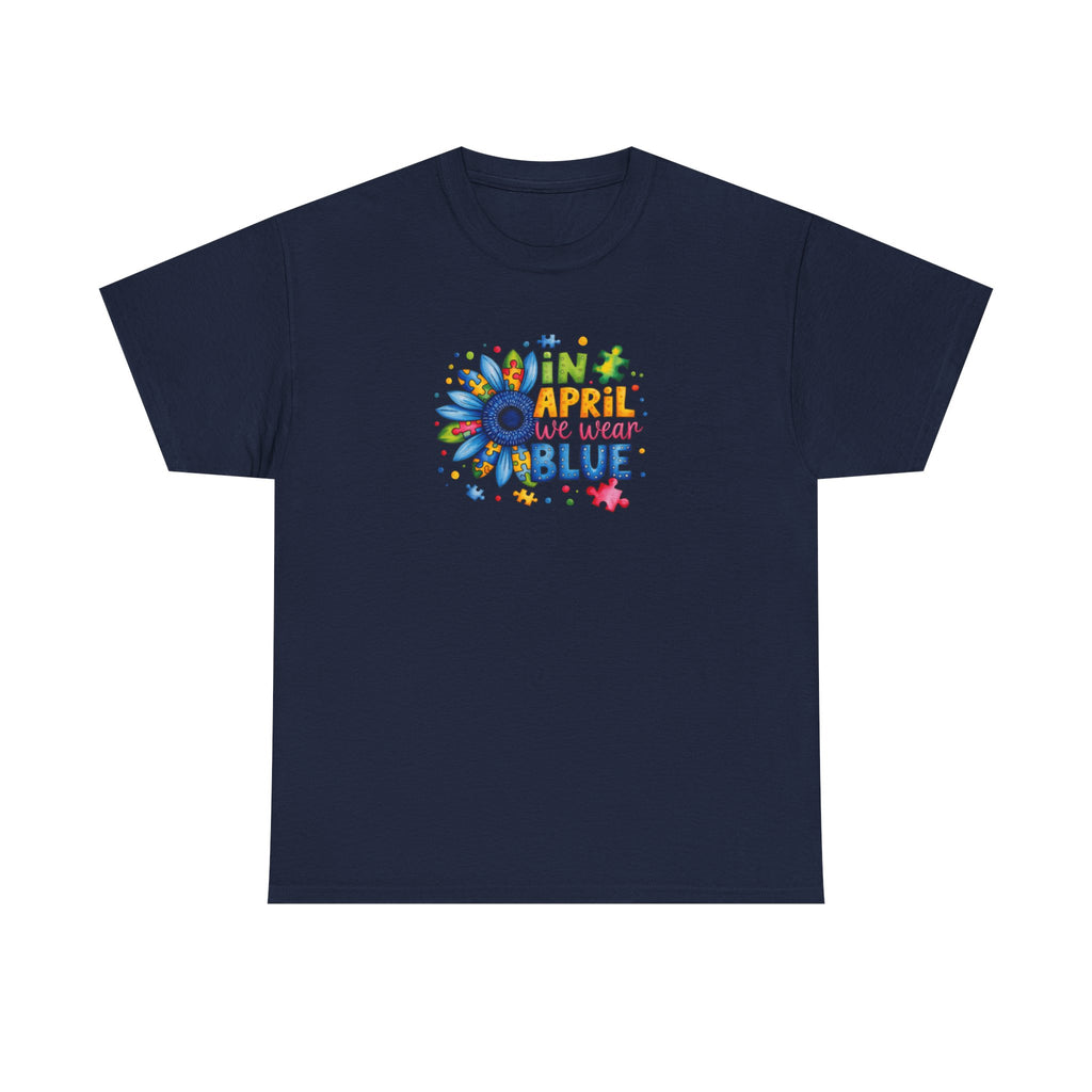 "In April We Wear Blue" Autism Awareness Floral Tee