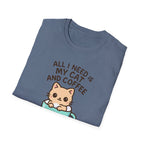 Cat and Coffee T‑Shirt — "All I Need Is My Cat and Coffee" Cute Cat in Mug Tee