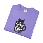 Coffee Is My Happy Place T-Shirt — Cat & Coffee Graphic Tee