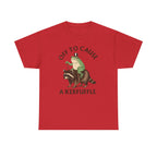 Off to Cause a Kerfuffle T-Shirt — Funny Frog Riding Raccoon Graphic Tee