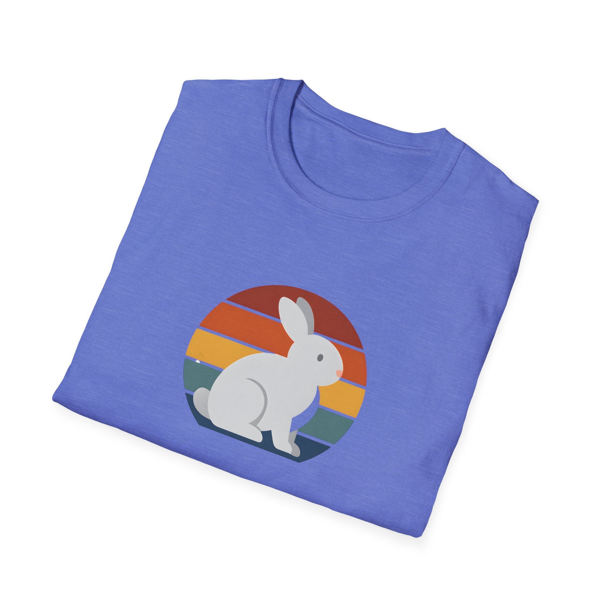 Retro Sunset Bunny T-Shirt — Cute Rabbit Vintage Stripe Tee