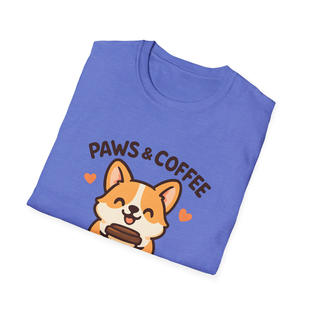 Paws & Coffee Corgi T-Shirt — Cute Dog Lover Coffee Tee