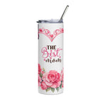 "The Best Mom" Floral Butterfly 20oz Stainless Tumbler