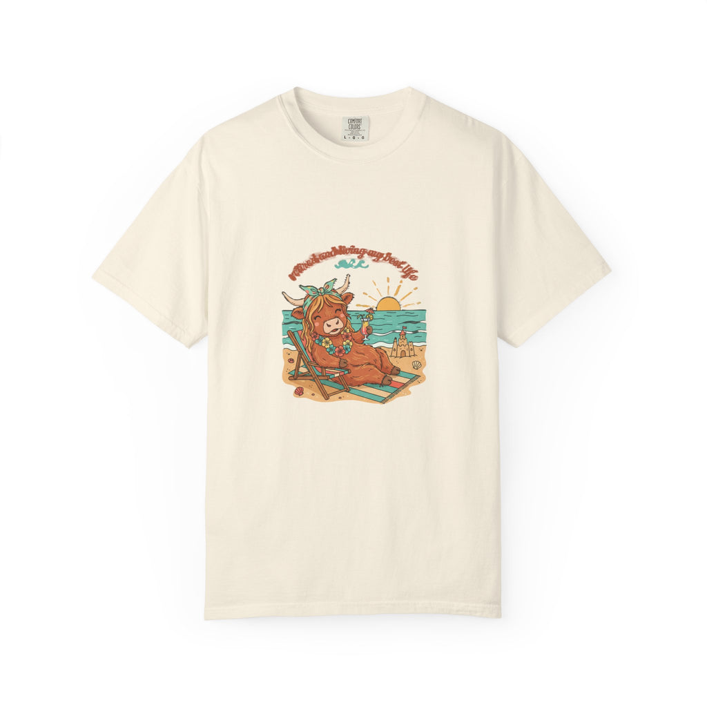 Retired Highland Cow at the Beach T-shirt