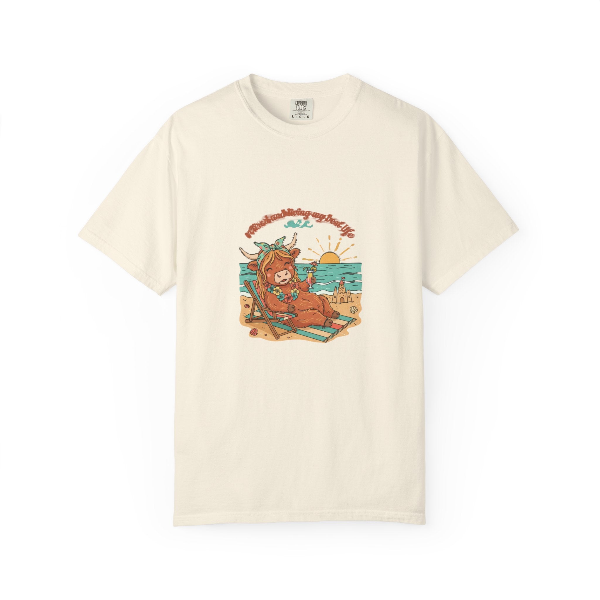 Retired Highland Cow at the Beach T-shirt