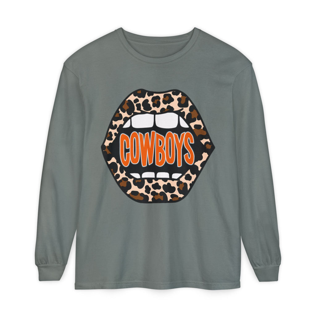 Cowboys Leopard Lips Long Sleeve Tee
