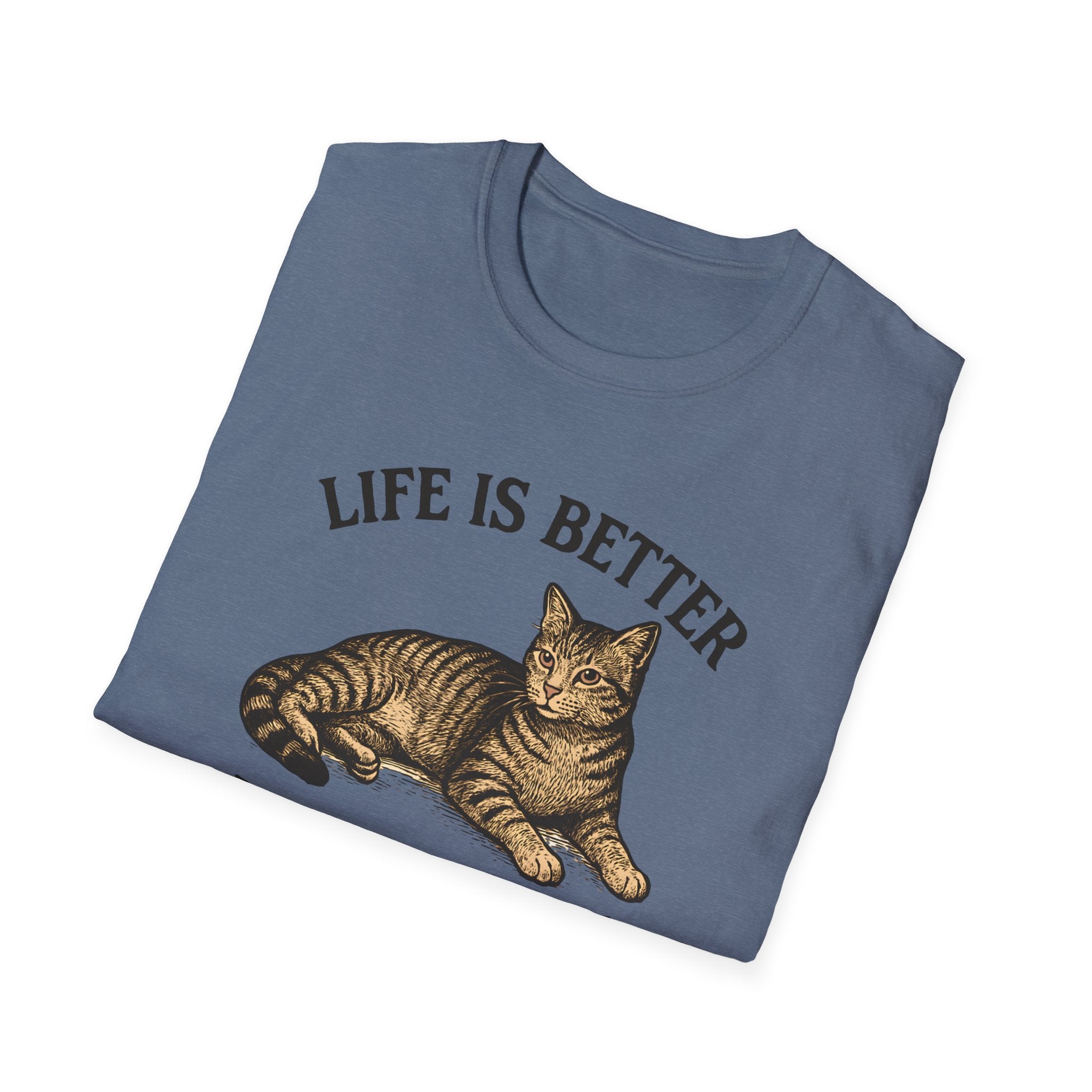 Life Is Better With a Cat T-Shirt — Vintage Tabby Cat Tee for Cat Lovers