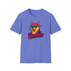 Pawsome Sunglasses Dog T-Shirt – Retro Neon Shiba Graphic Tee