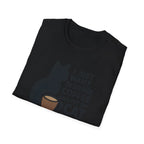 Cat & Coffee T-Shirt — "I Just Want to Drink Coffee and Pet My Cat" Graphic Tee
