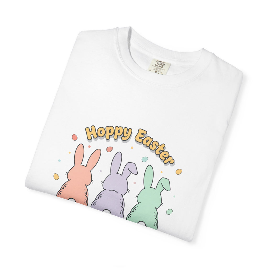 Easter Bunny Trio T-Shirt — "Hoppy Easter" Pastel Graphic Tee