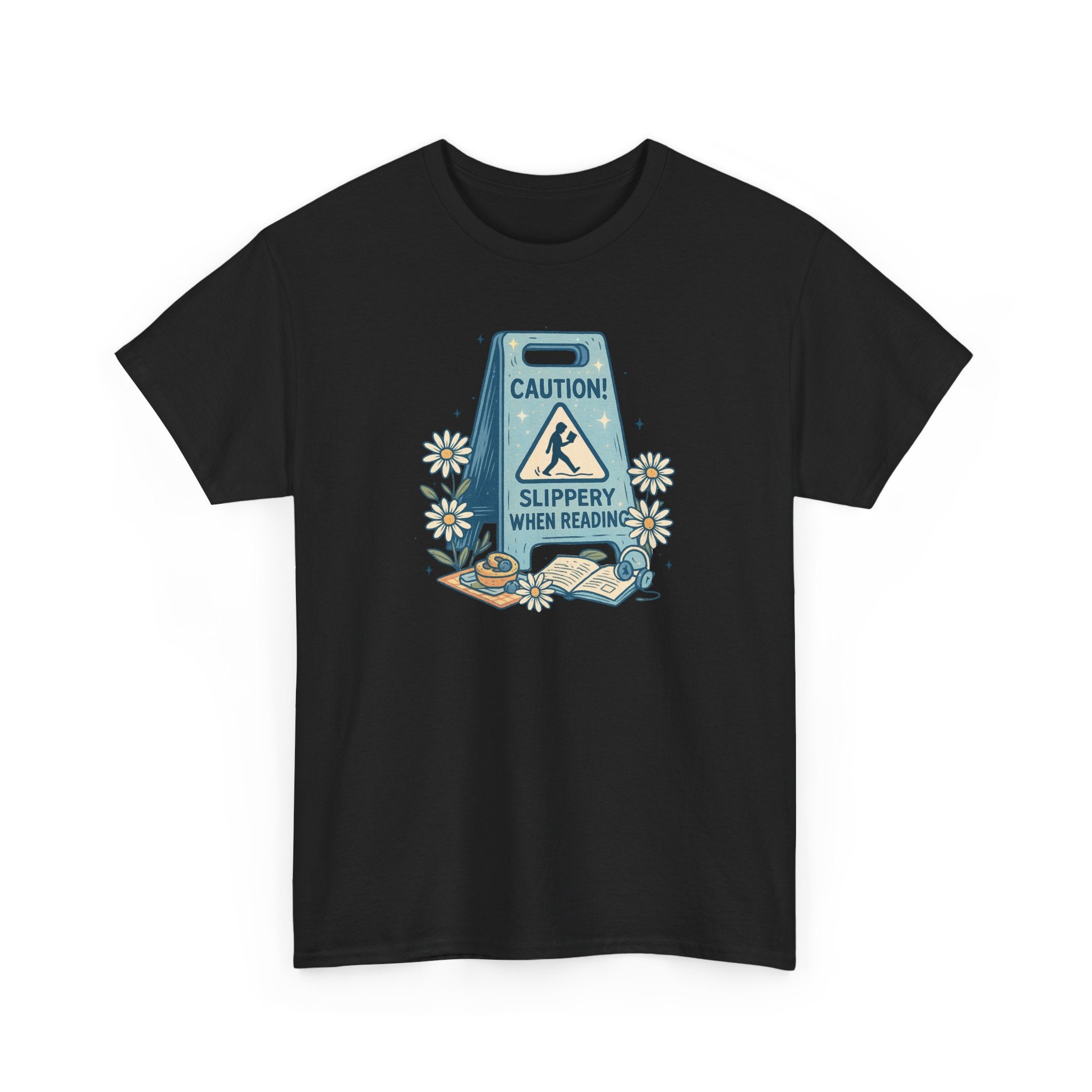 Caution: Slippery When Reading Graphic Tee — Book Lover T‑Shirt