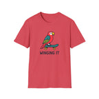 Winging It Parrot T-Shirt — Cute Skateboard Bird Graphic Tee