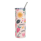 20oz Stainless Tumbler – Cute Summer Strawberries & Sun Insulated Travel Cup
