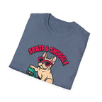 Skate & Snuggle French Bulldog T-Shirt — Cute Skateboard Dog Graphic Tee