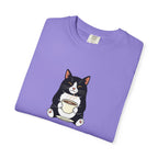 Tuxedo Cat Holding Coffee T-Shirt