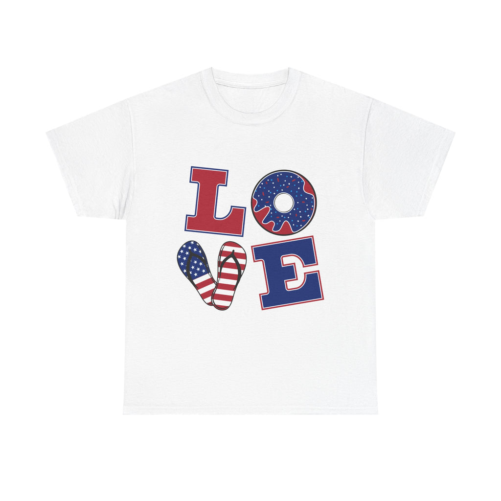 Patriotic LOVE Tee - USA Flag Donut Graphic