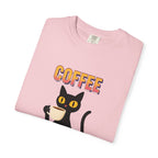 Coffee Cat T-Shirt — Cute Black Cat Holding Coffee Graphic Tee