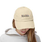 MAMA Distressed Baseball Cap — Floral Patch Mom Hat