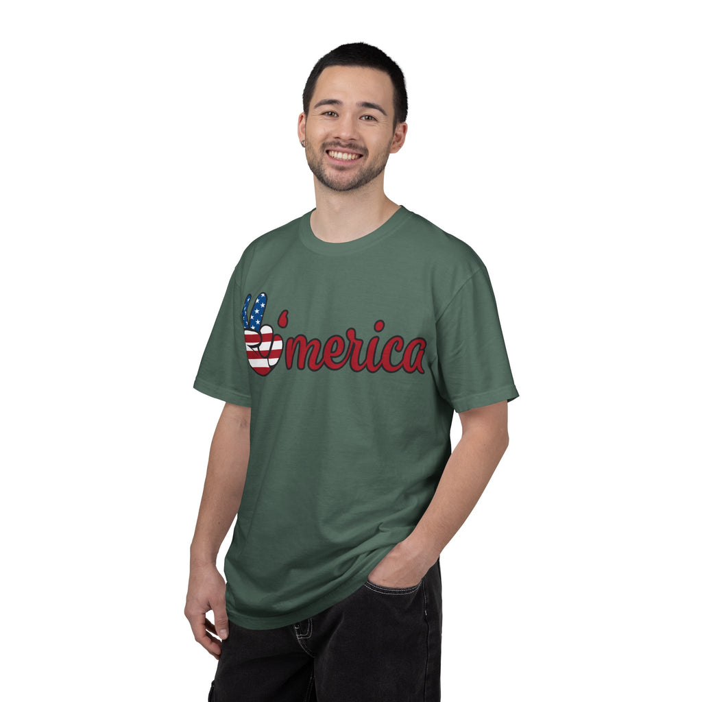 'Merica Peace Sign T-Shirt — Patriotic USA Flag Graphic Tee for 4th of July