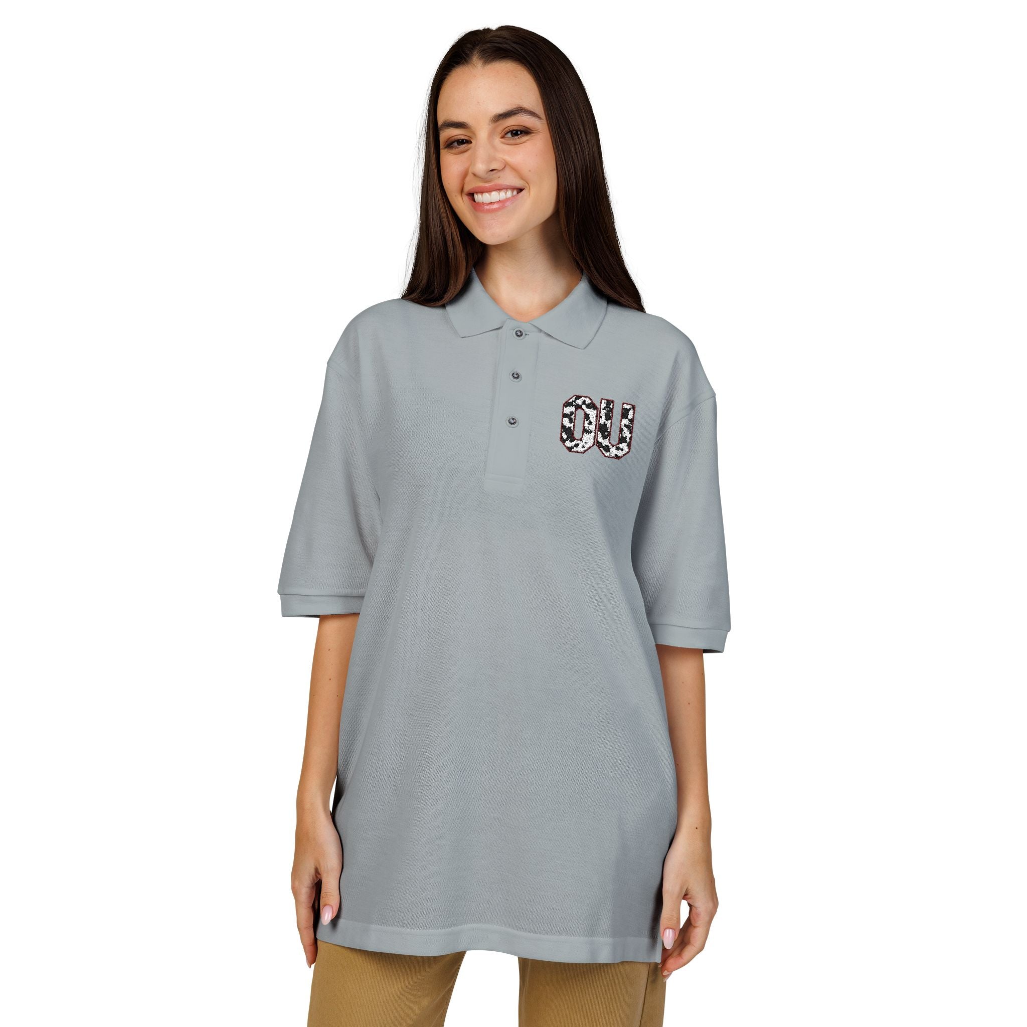 Embroidered 'OU'  Polo Shirt