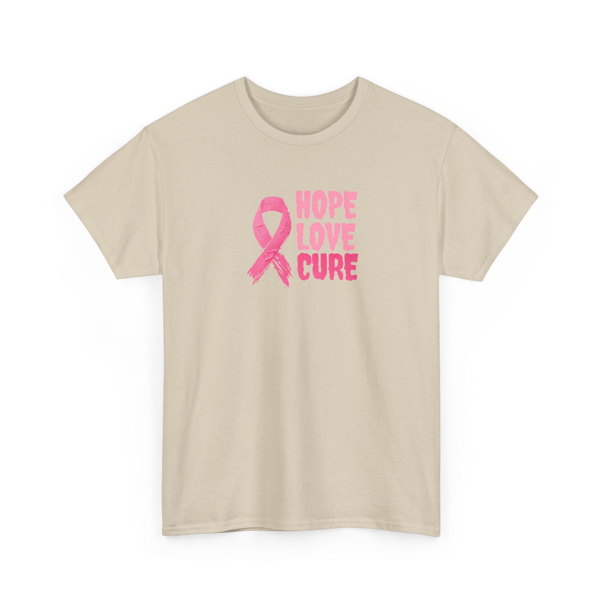 Breast Cancer Awareness Tee — Pink Ribbon "Hope Love Cure"