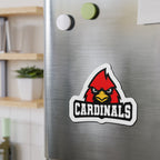 Cardinals Mascot Die-Cut Magnet — School Team Logo Refrigerator Sticker