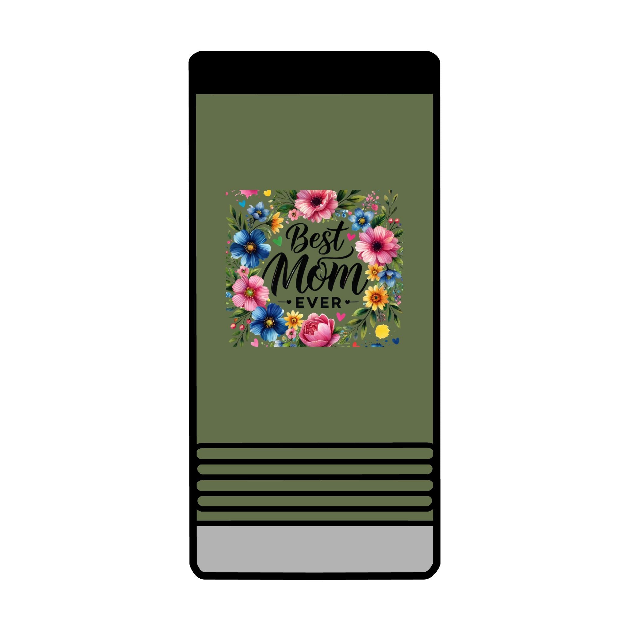 Best Mom Ever Slim Beverage Holder – Floral Can Cooler for Mother's Day