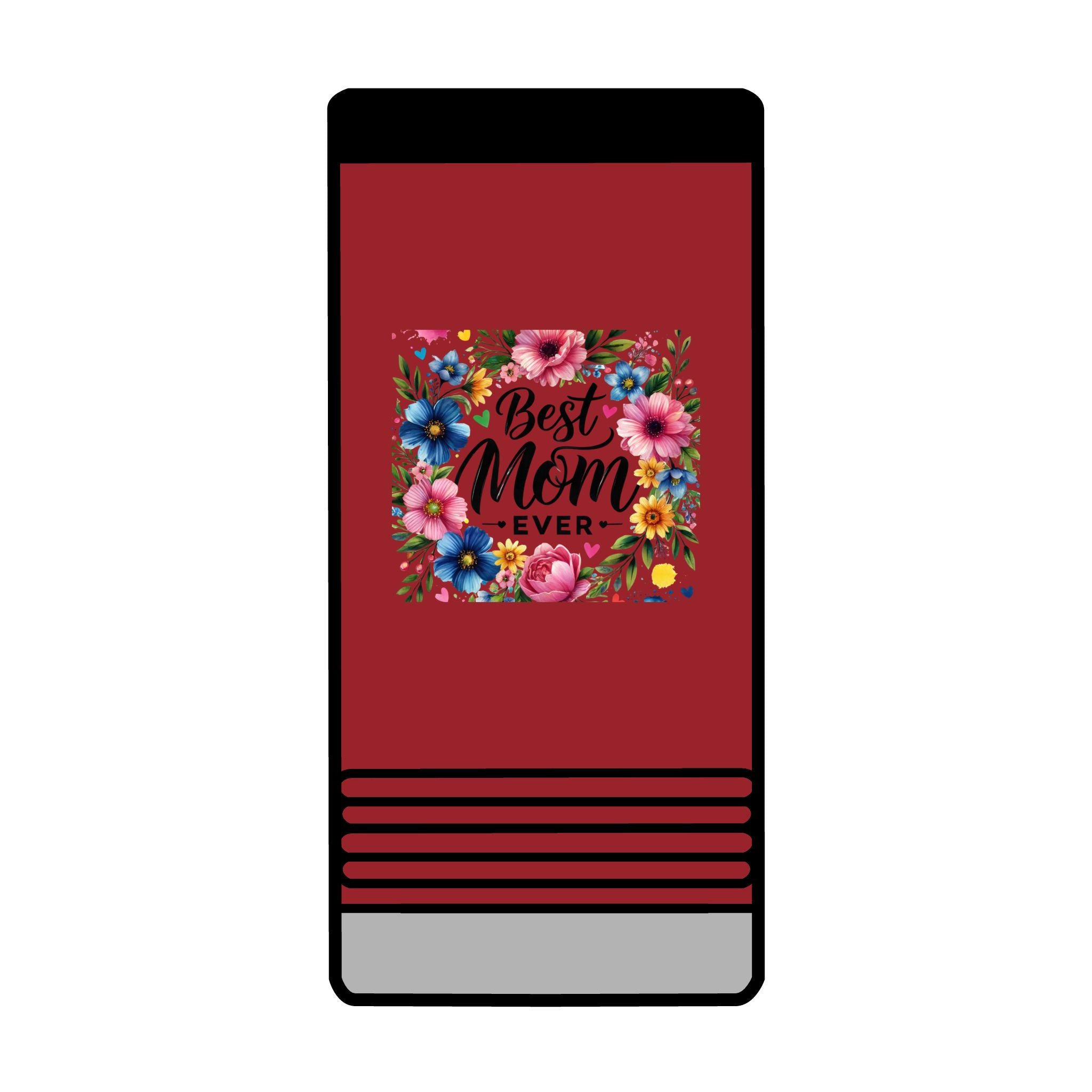 Best Mom Ever Slim Beverage Holder – Floral Can Cooler for Mother's Day