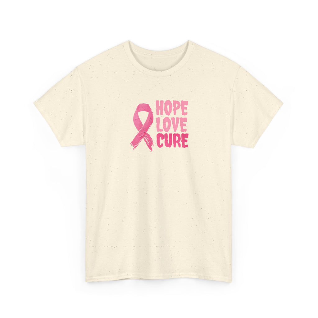 Breast Cancer Awareness Tee — Pink Ribbon "Hope Love Cure"