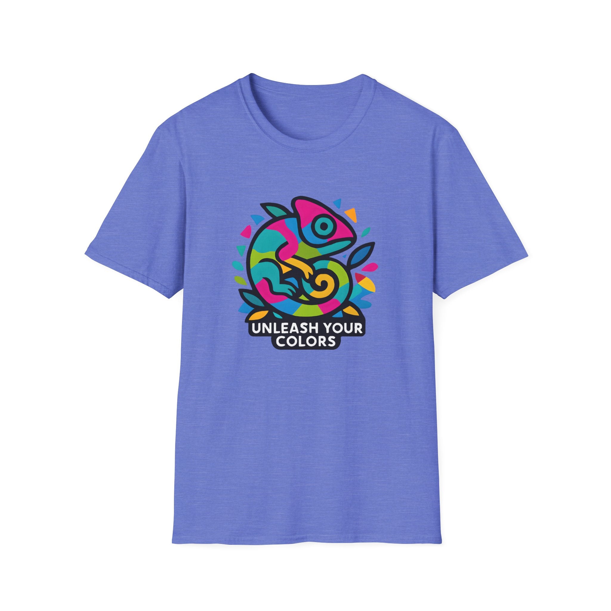Unisex T-Shirt — 'Unleash Your Colors' Rainbow Chameleon Graphic Tee