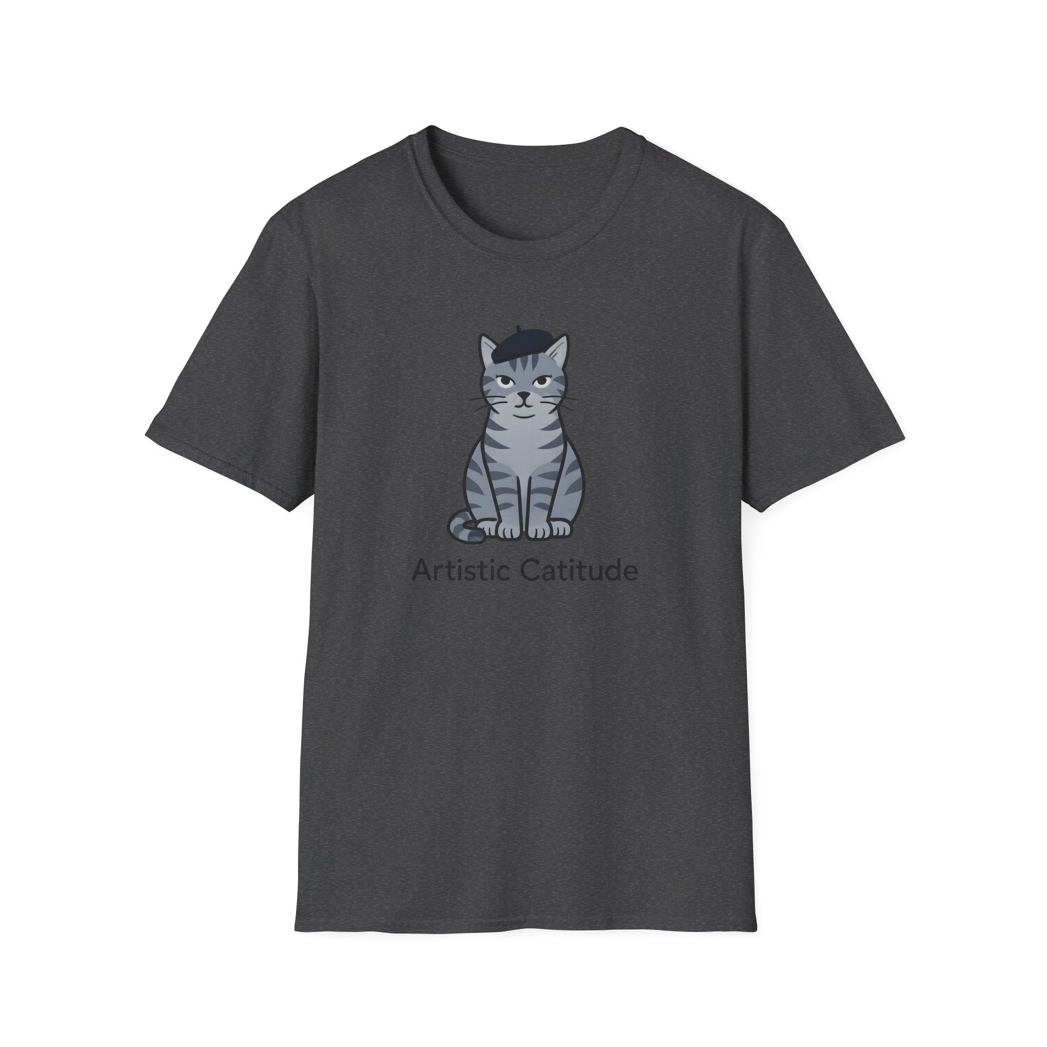 Artistic Catitude T-Shirt — Cute Gray Tabby Cat Graphic Tee