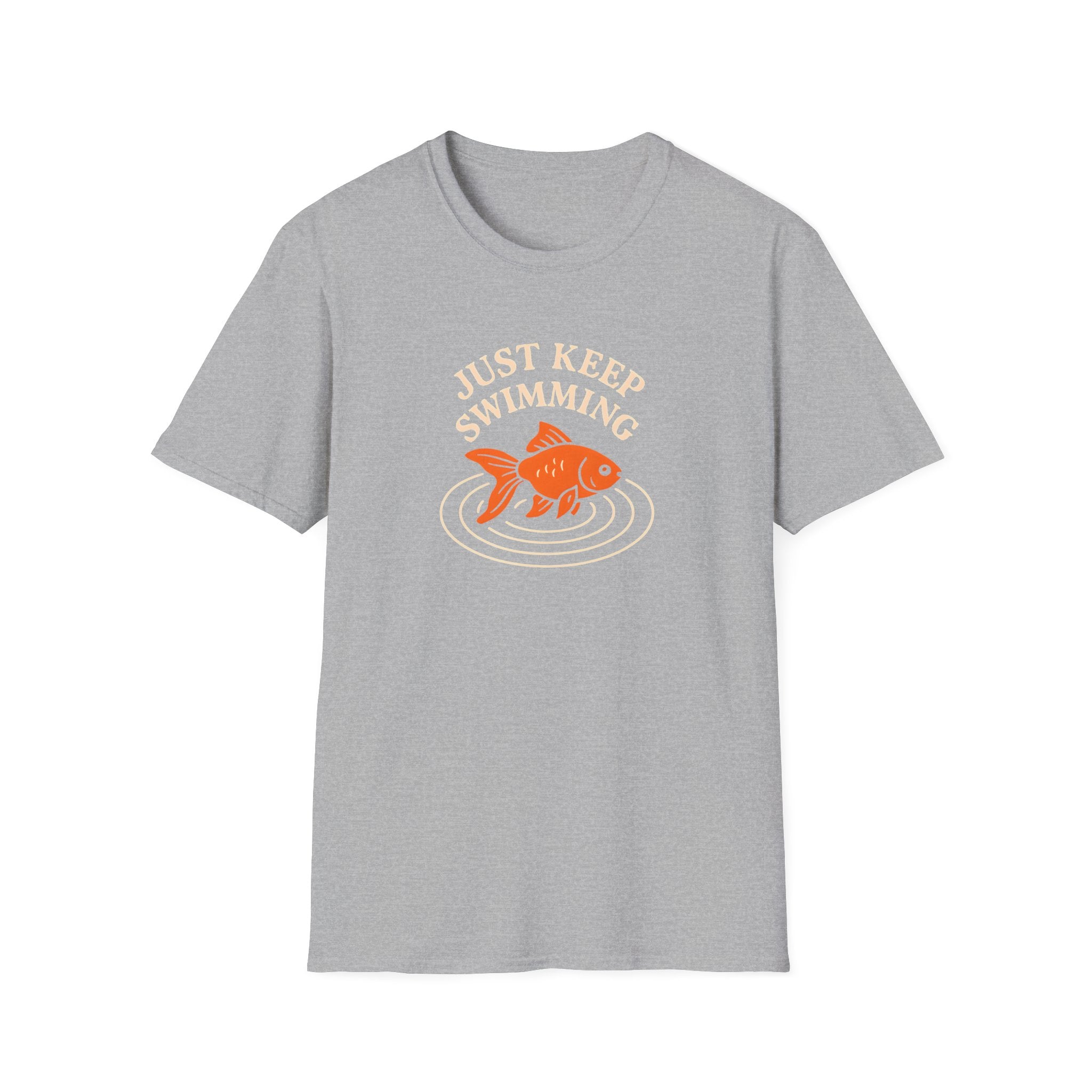 T‑Shirt — "Just Keep Swimming" Orange Fish Graphic Tee