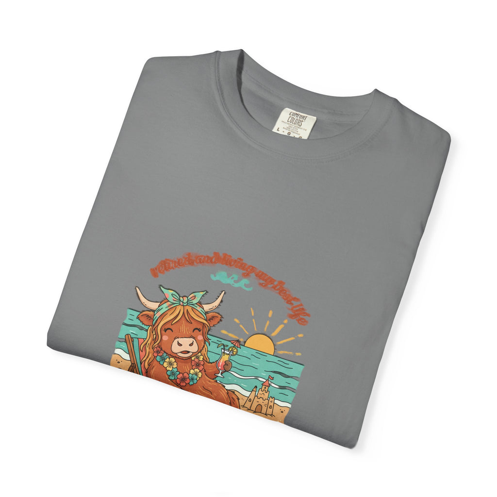 Retired Highland Cow at the Beach T-shirt
