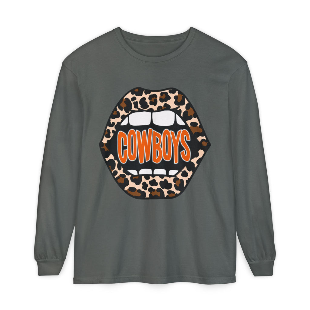 Cowboys Leopard Lips Long Sleeve Tee