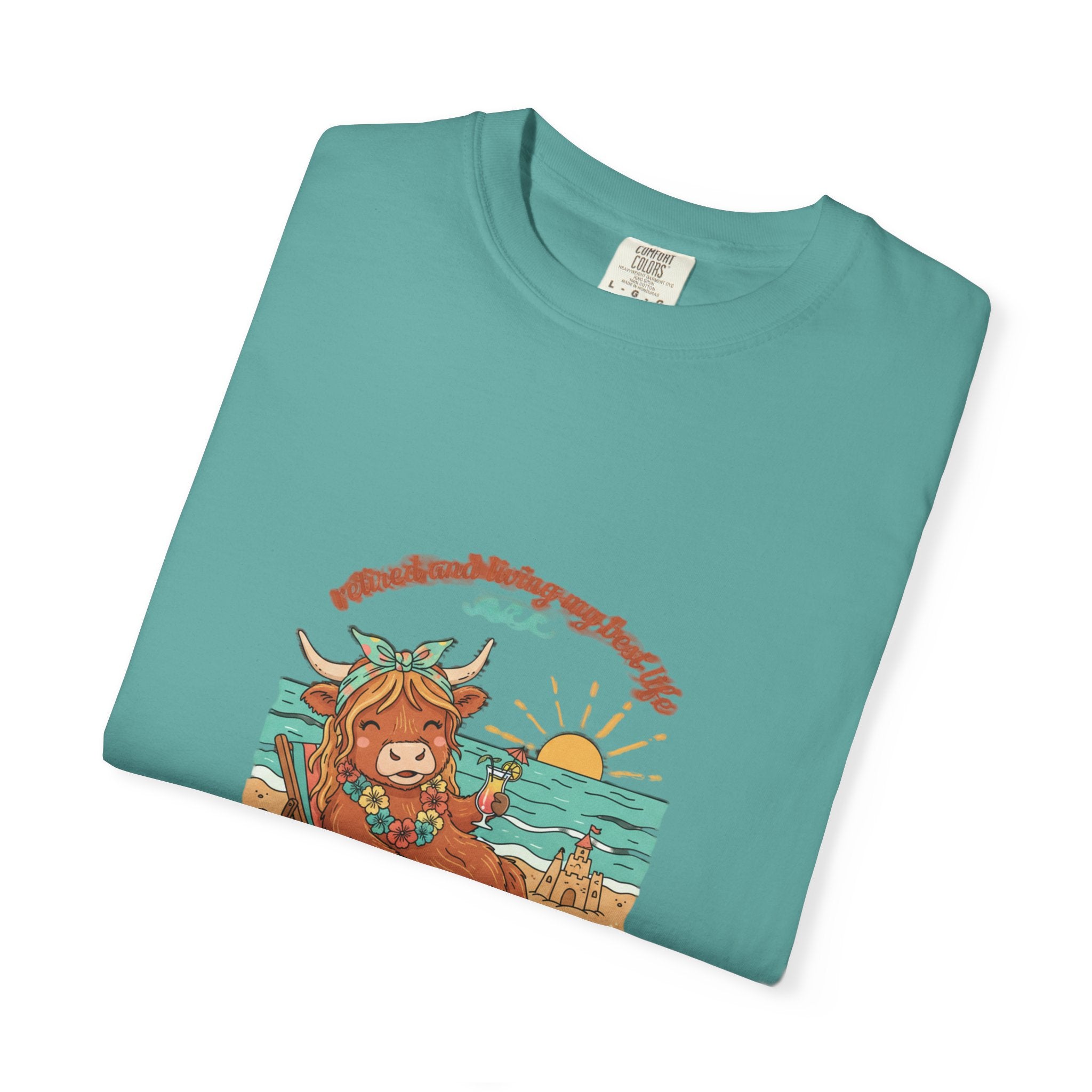 Retired Highland Cow at the Beach T-shirt