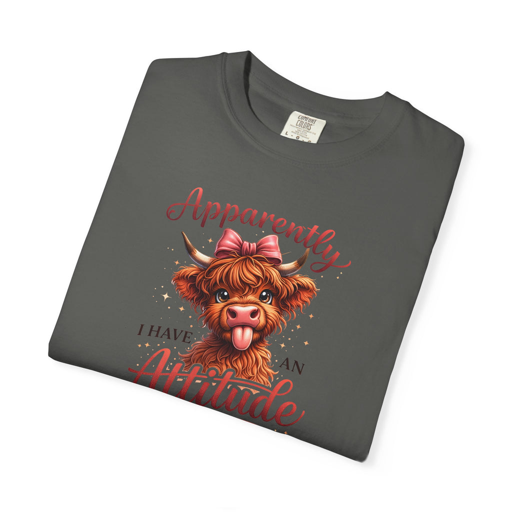 Attitude Highland Cow T-Shirt — "Apparently I Have an Attitude" Cute Cow Graphic Tee