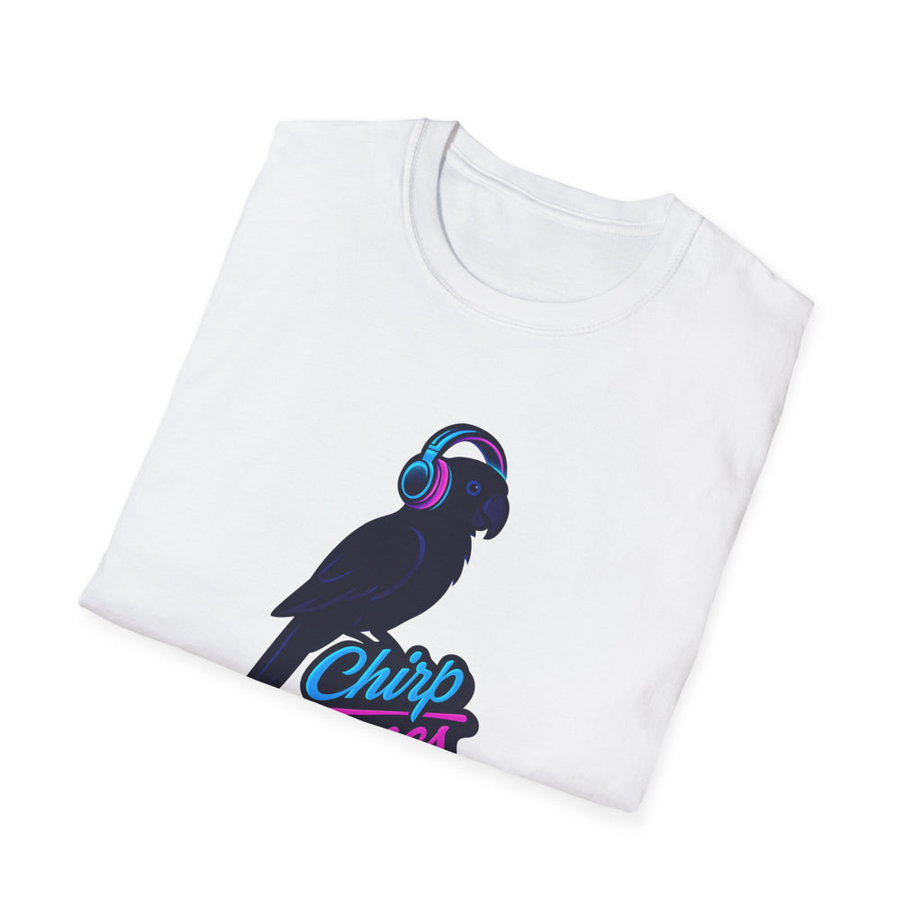 T-Shirt — 'Chirp Tunes' Parrot with Headphones Graphic Tee