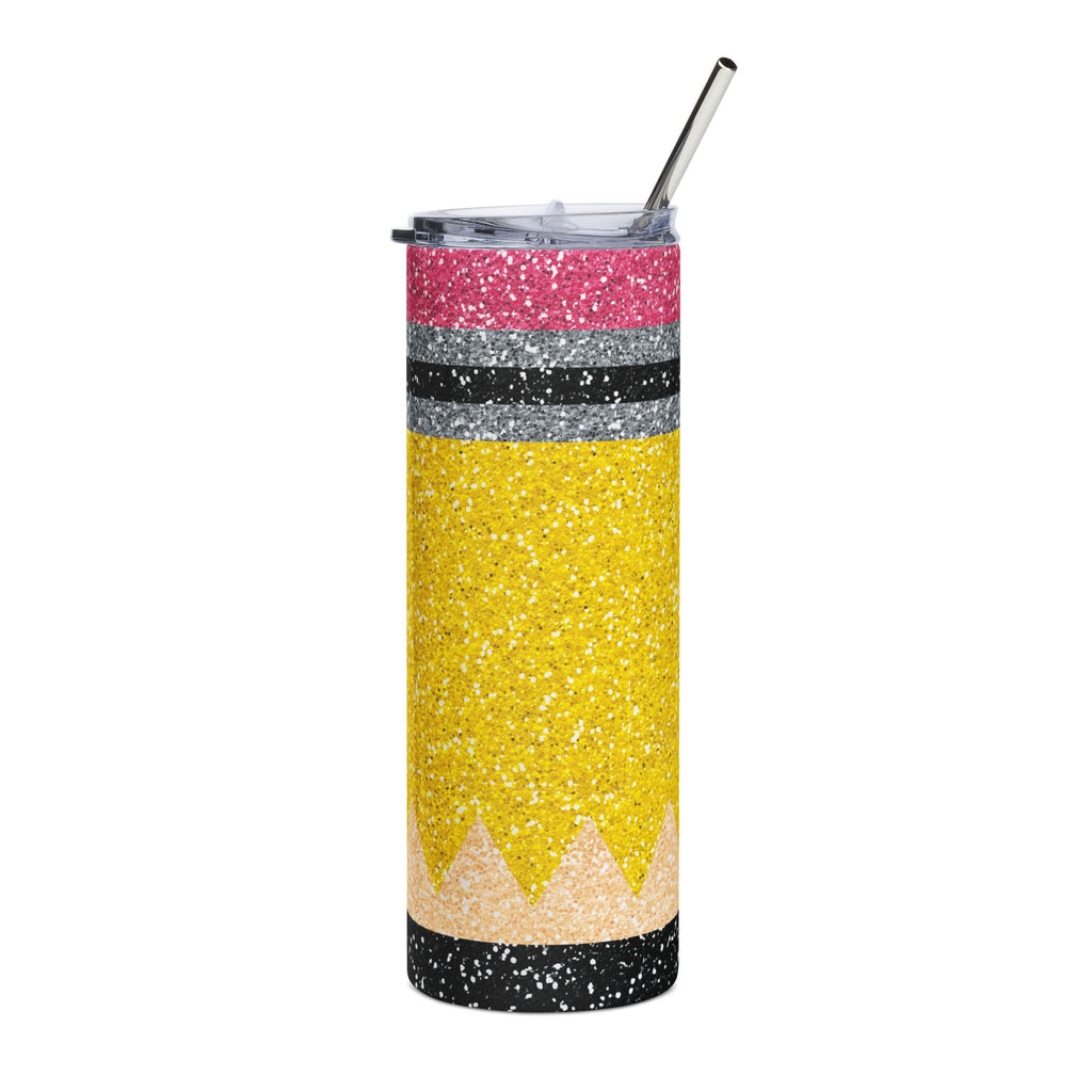 20oz Pencil Glitter Stainless Steel Tumbler Teacher Gift